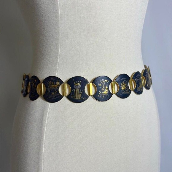 Antique Damascene Belt Inlaid with Gold and Silver Hand Engraved